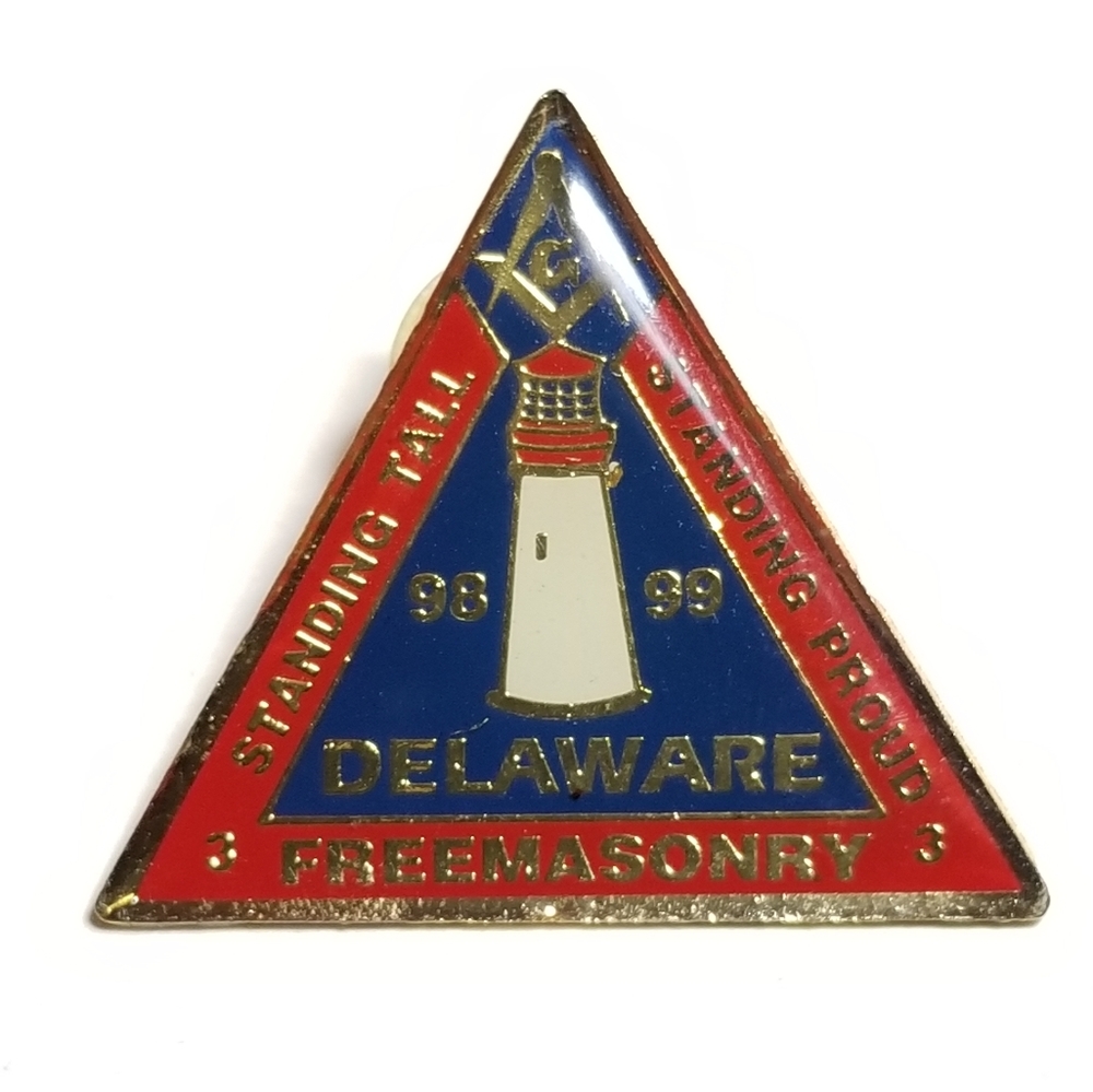 Vintage Freemason Delaware lapel pin lighthouse triangle 98-99